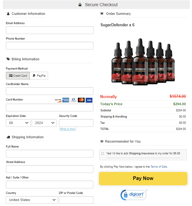 Sugar Defender Checkout Page